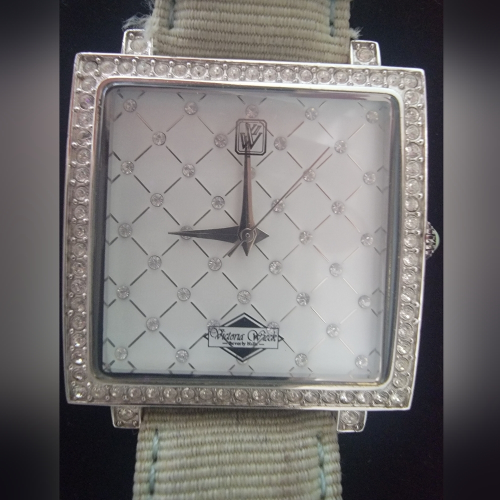 Victoria Wieck Beverly Hills Crystal Watch w Two Straps Vintage